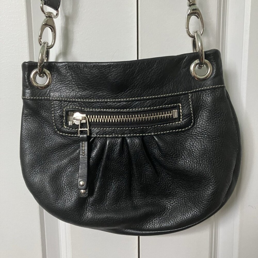 Roots Black Leather Crossbody Bag